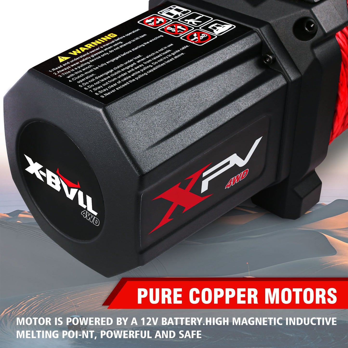 X-BULL Winch-10000 lb. BJ Load Capacity Electric Winch Kit -12V Synthetic Rope Winch,Waterproof IP67 Electric Winch with Hawse Fairlead, with Wireless Handheld Remote and Corded Control Recovery