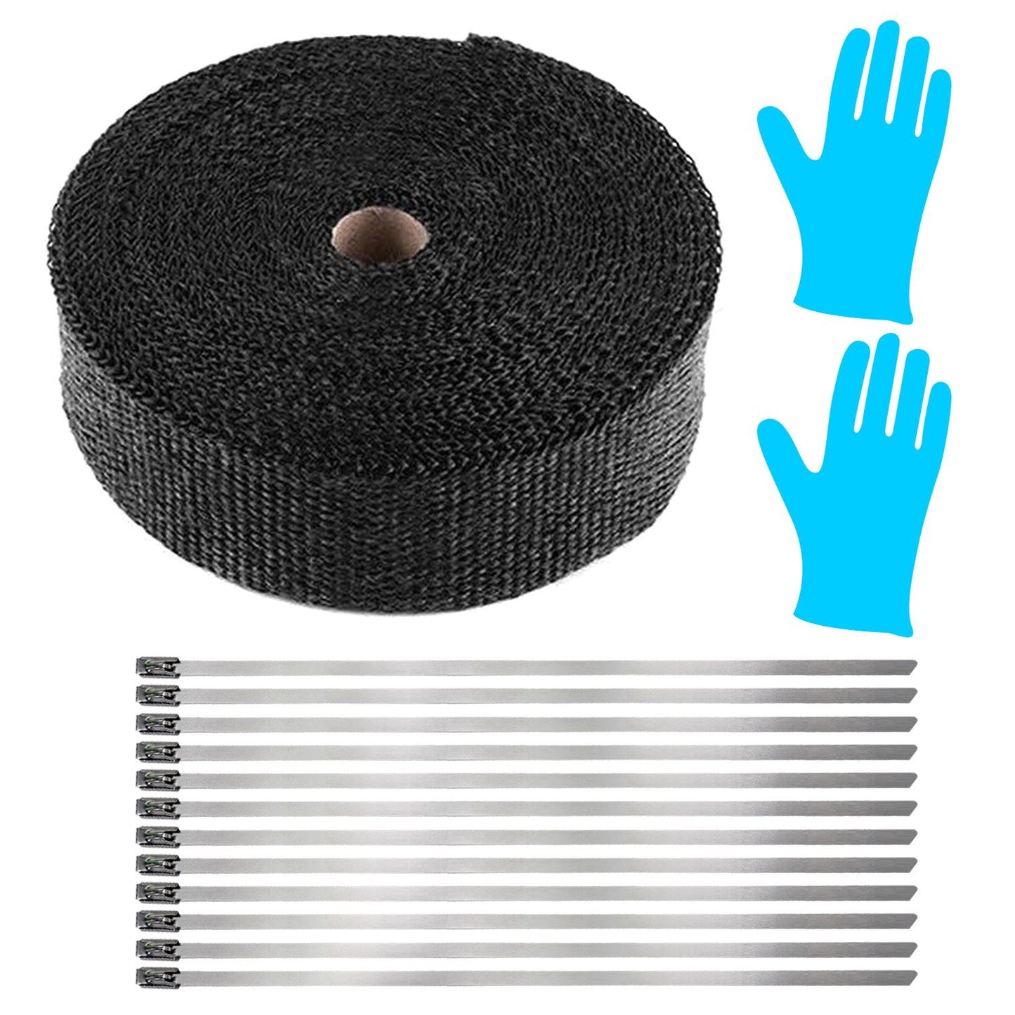 2in 50FT Exhaust Heat Wrap Fiberglass Manifold Header Pipe Heat Wrap with 12 Locking Ties