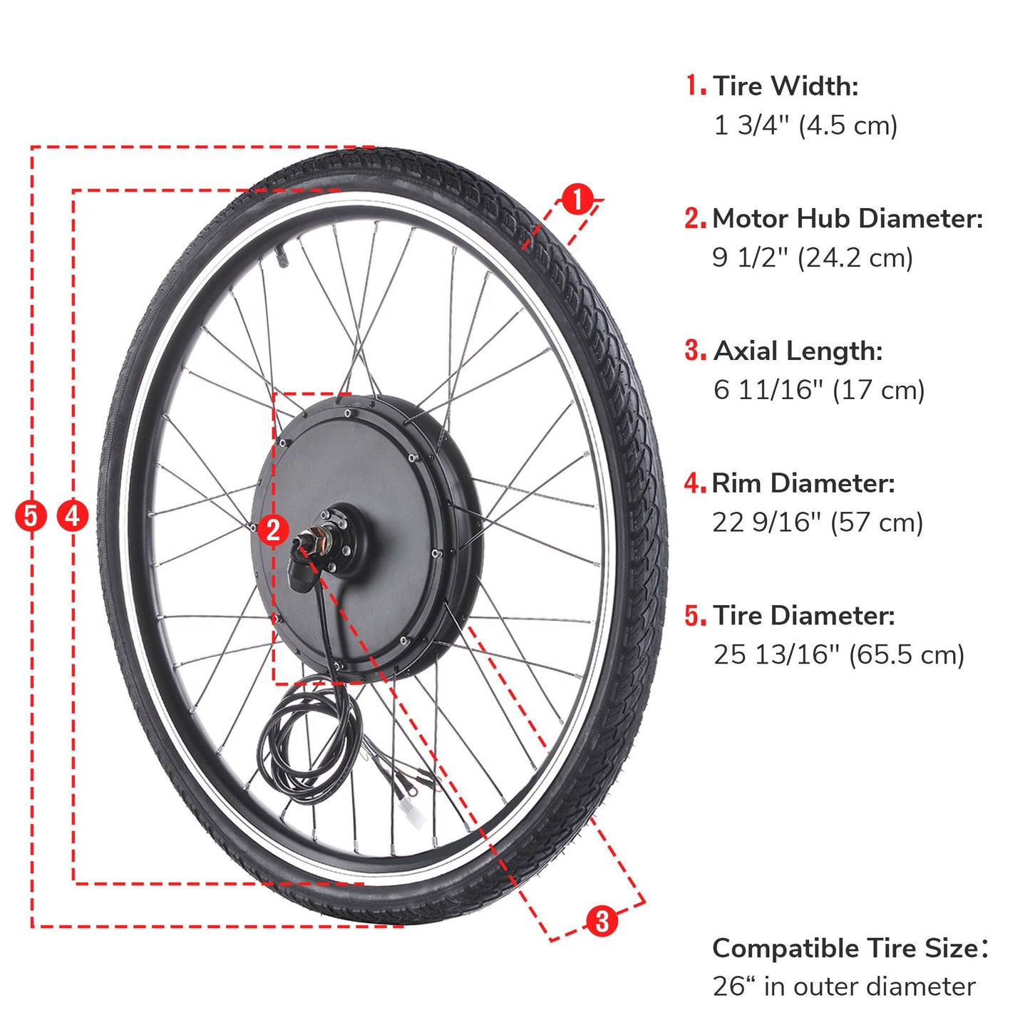 48v1000w26in Front Wheel E Bicycle Motor