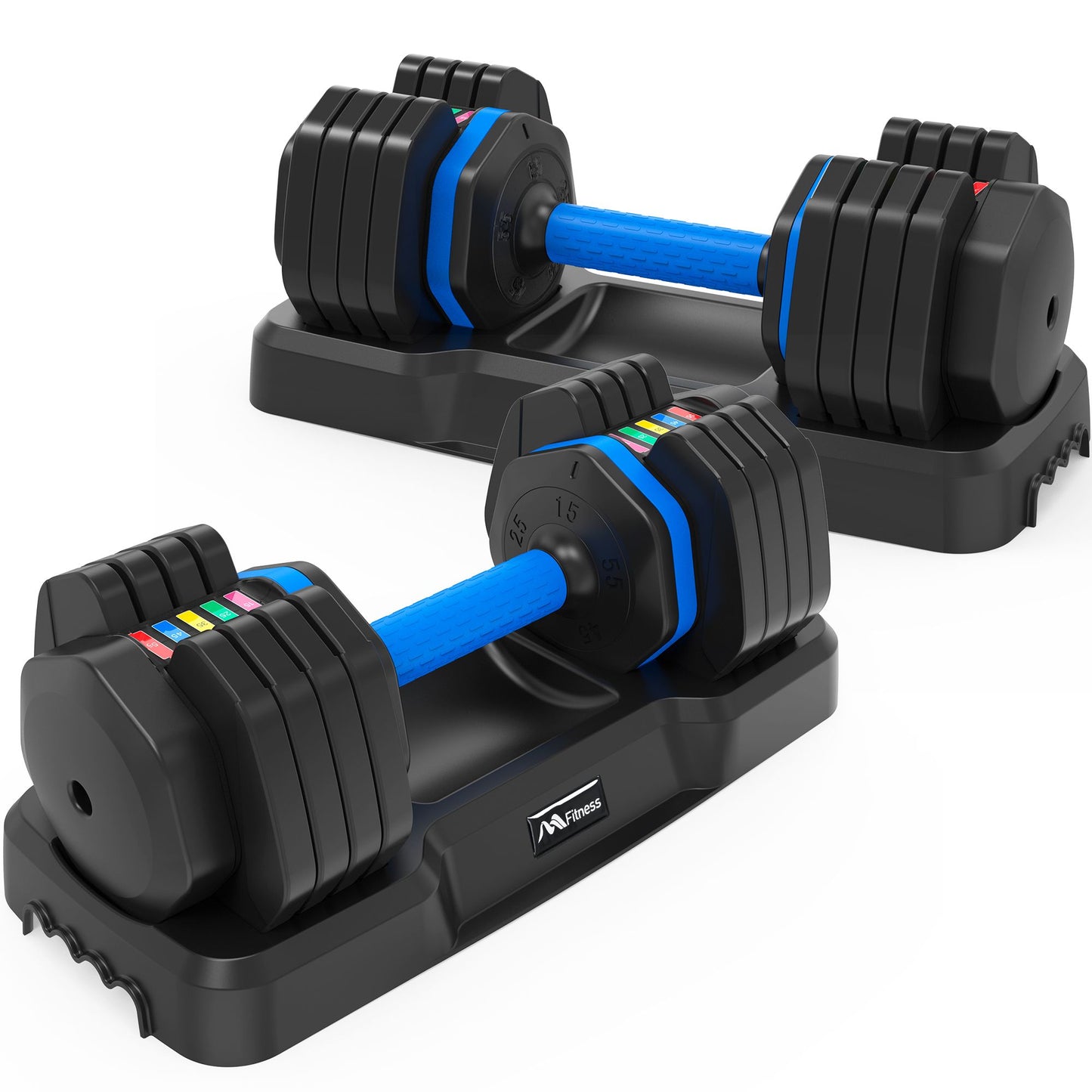 Adjustable Dumbbell - 55lb x2 Dumbbell Set of 2 with Anti-Slip Handle, Fast Adjust Weight by Turning Handle with Tray, Exercise Fitness Dumbbell Suitable for Full Body Workout