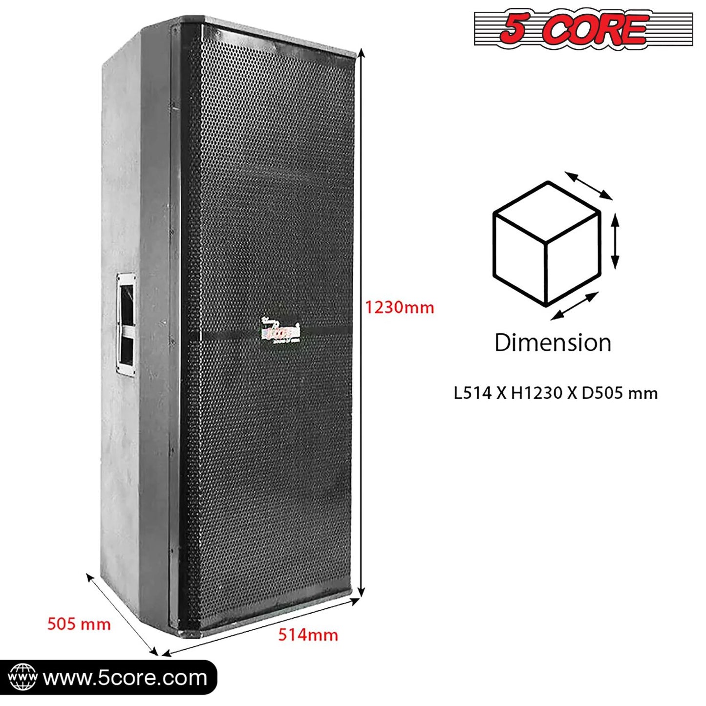 5 Core 15" Dual Outdoor Speaker System Pro Pa Party DJ Subwoofers 4 Pack, 3 Way 4 Ohm 4000W PMPO Stereo Surround Sound Wooden Speaker System with 2.5" Voice Coil - 15x2 400DX 4PCS