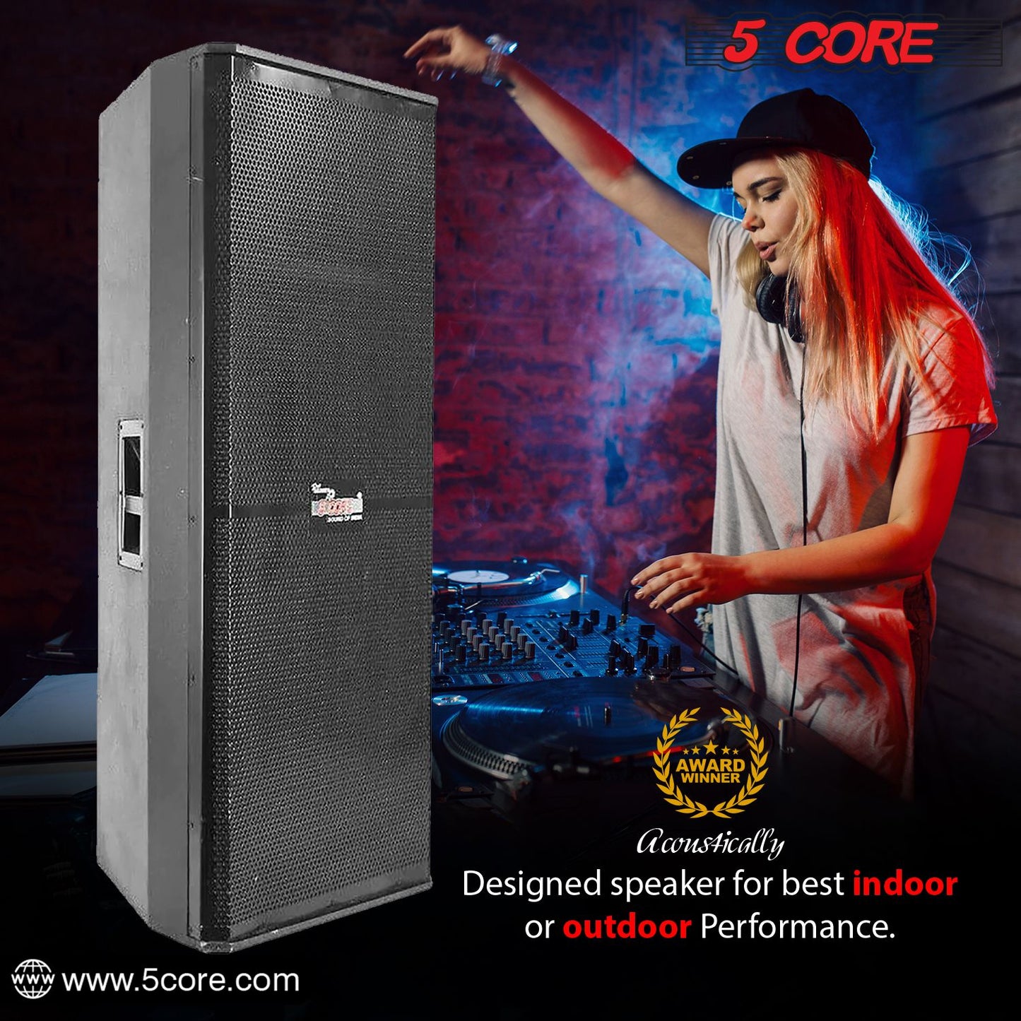 5 Core 15" Dual Outdoor Speaker System Pro Pa Party DJ Subwoofers 4 Pack, 3 Way 4 Ohm 4000W PMPO Stereo Surround Sound Wooden Speaker System with 2.5" Voice Coil - 15x2 400DX 4PCS