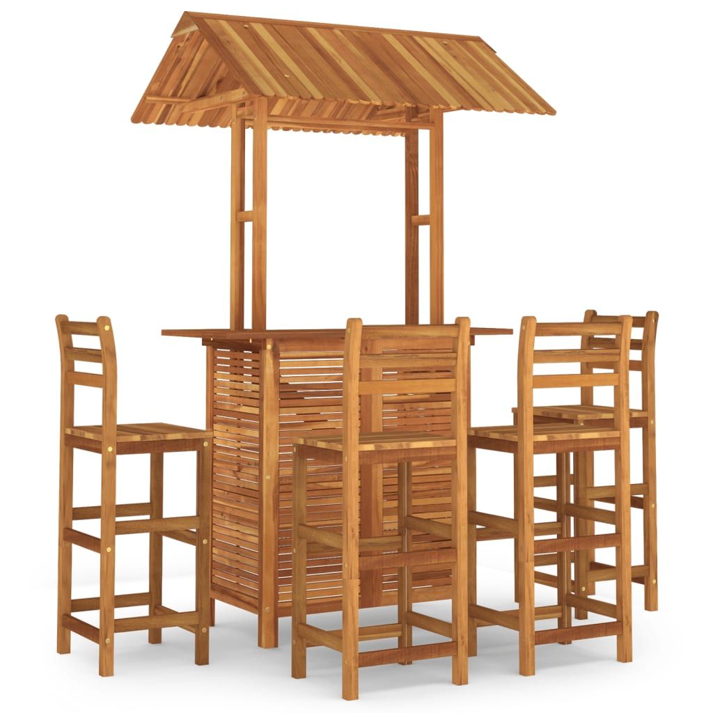 5 Piece Patio Bar Set Solid Wood Acacia