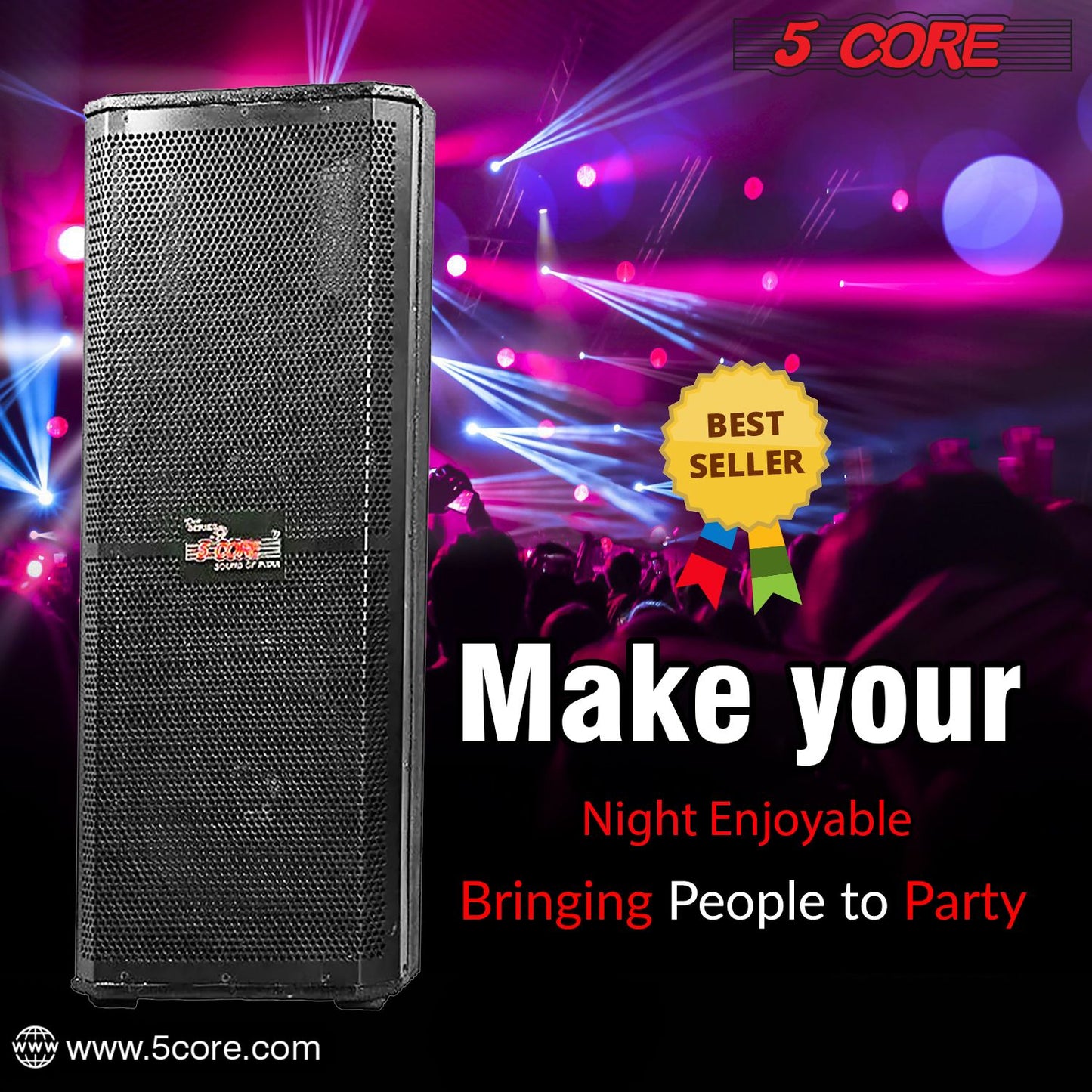 5 Core 15" Dual Outdoor Speaker System Pro Pa Party DJ Subwoofers 4 Pack, 3 Way 4 Ohm 4000W PMPO Stereo Surround Sound Wooden Speaker System with 2.5" Voice Coil - 15x2 400DX 4PCS