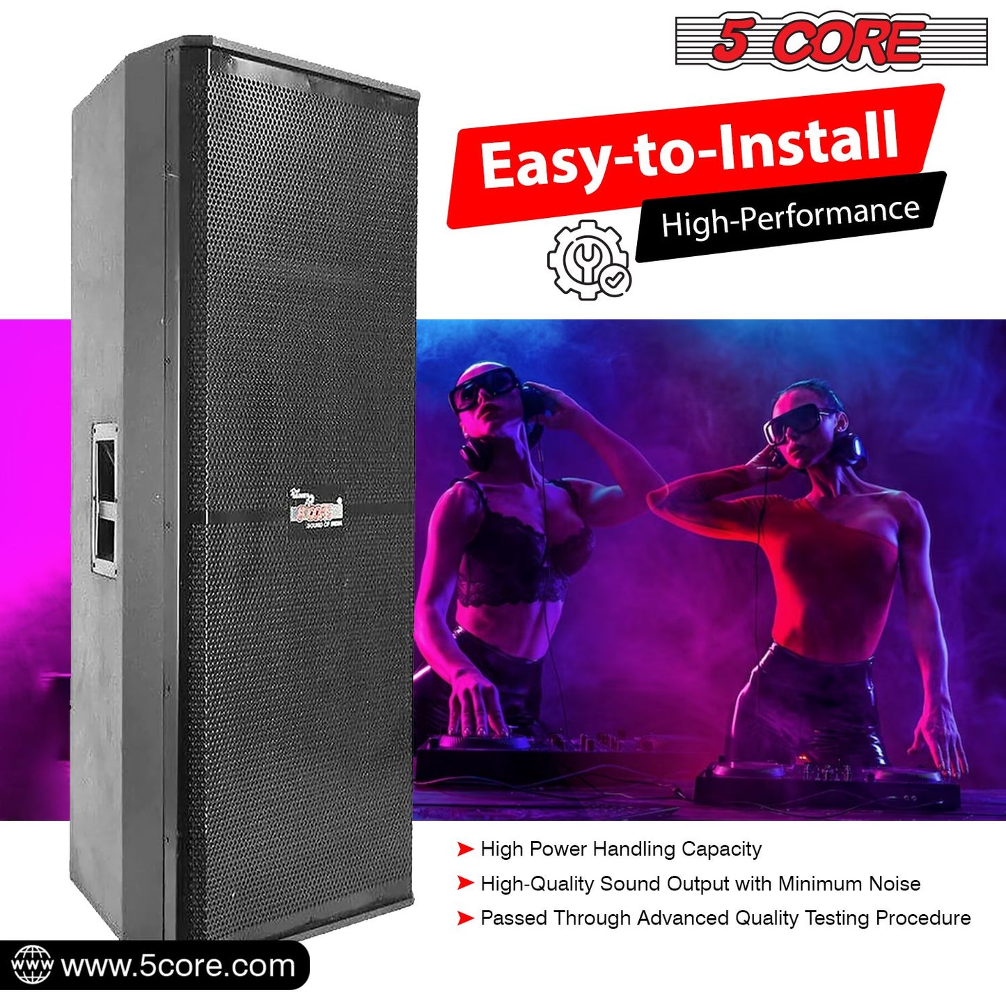 5 Core 15" Dual Outdoor Speaker System Pro Pa Party DJ Subwoofers 4 Pack, 3 Way 4 Ohm 4000W PMPO Stereo Surround Sound Wooden Speaker System with 2.5" Voice Coil - 15x2 400DX 4PCS