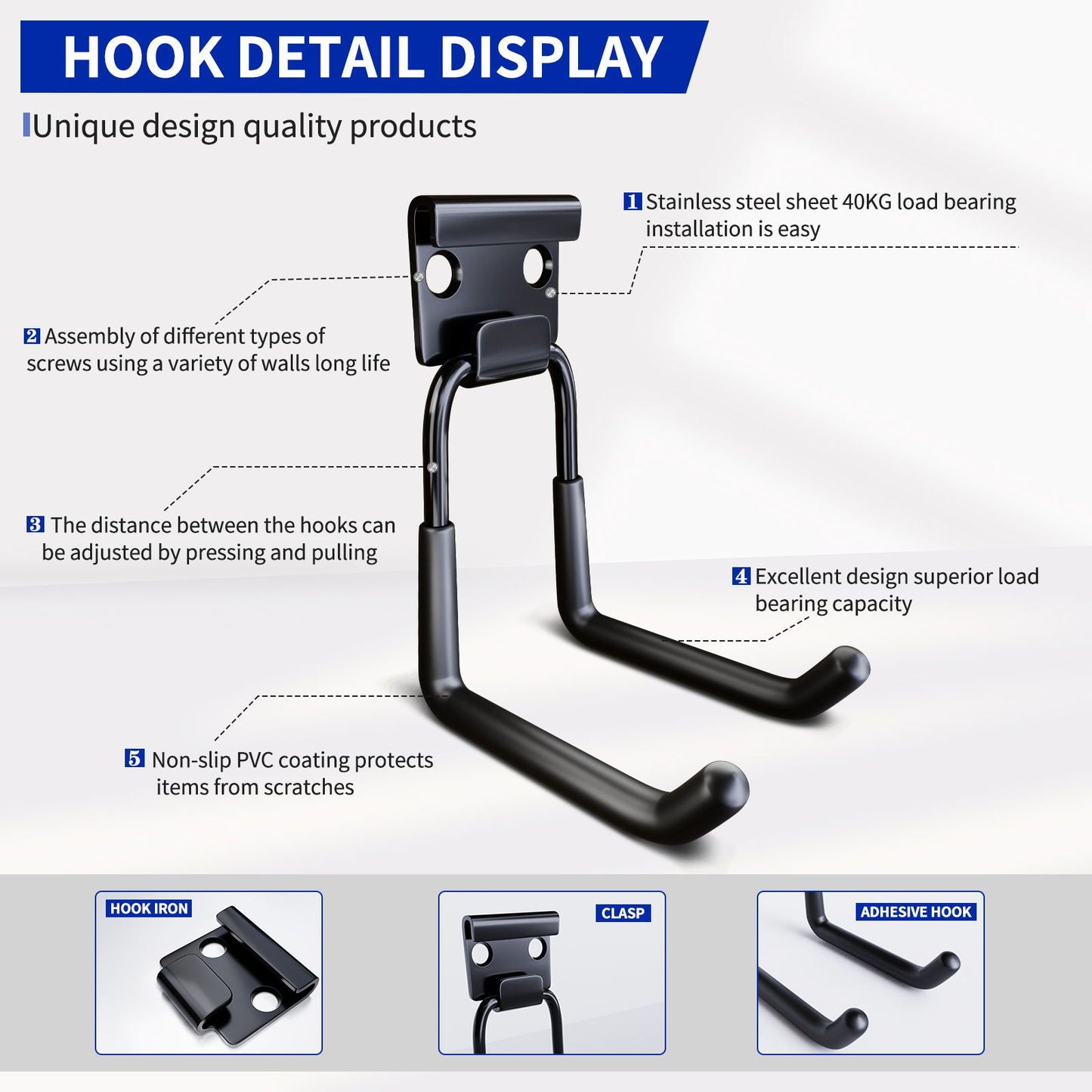 12-piece garage hook Heavy duty, utility steel garage storage hooks, wall-mounted garage hooks and organizers for organizing power tools, ladders, bulk items, bicycles, ropes and more equipment