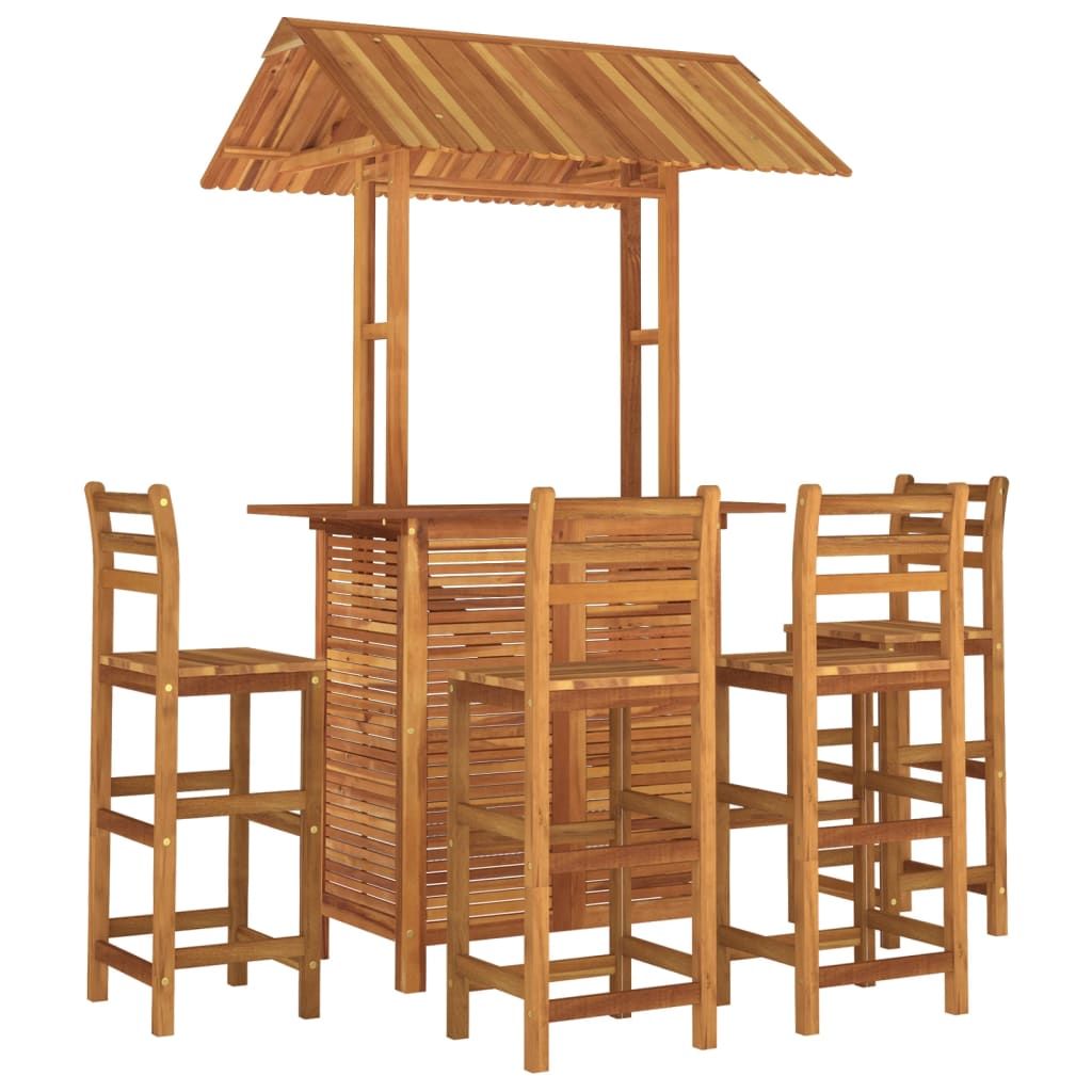 5 Piece Patio Bar Set Solid Wood Acacia