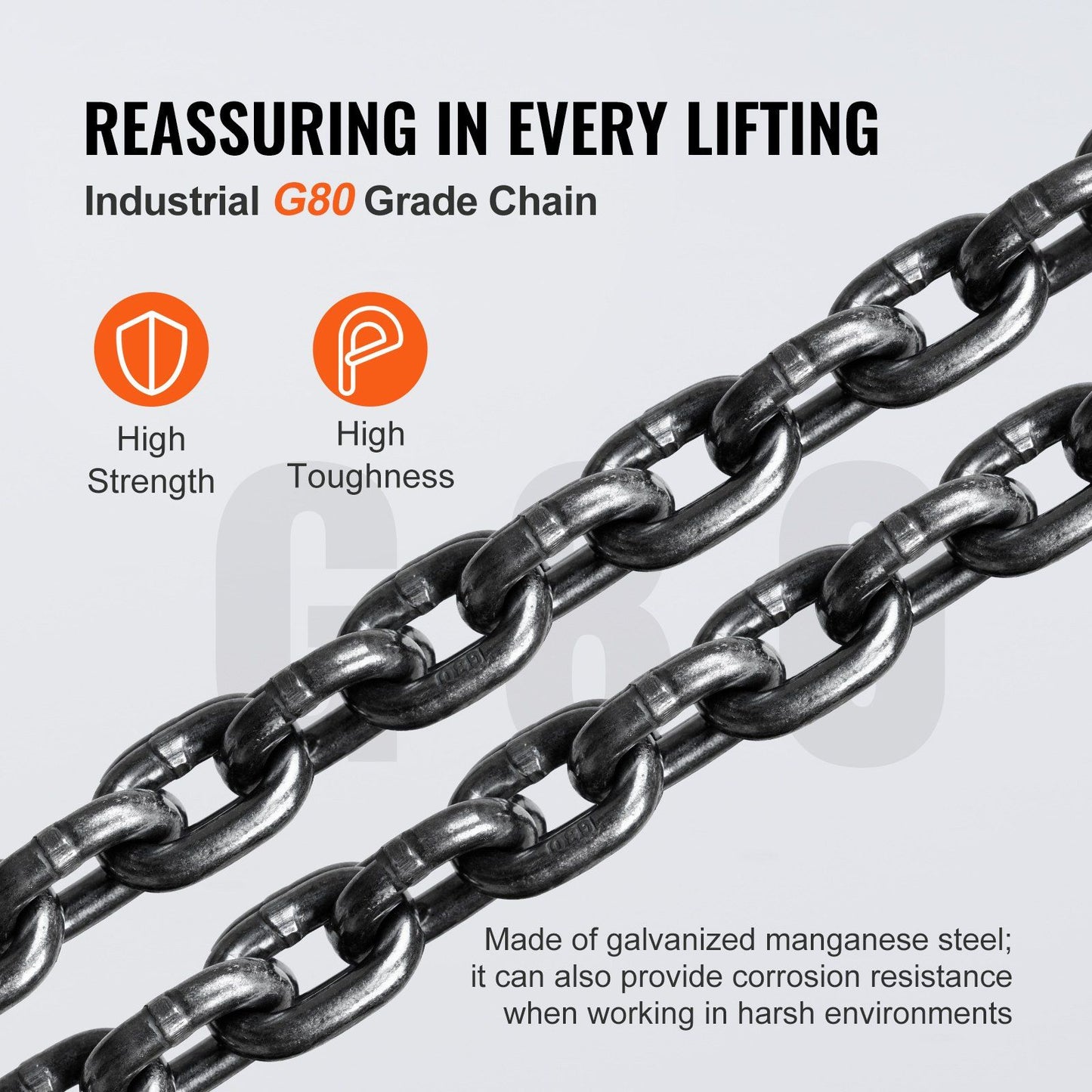 VEVOR Manual Chain Hoist, 1 Ton 2200 lbs Capacity 20 FT Come Along, G80 Galvanized Carbon Steel with Double-Pawl Brake, Auto Chain Leading & 360° Rotation Hook, for Garage Factory Dock