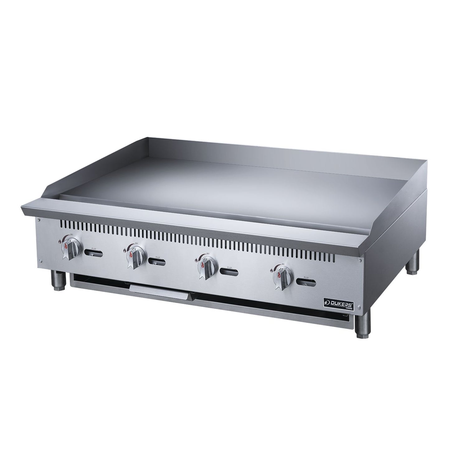 4-Burner Commercial Griddle in Stainless Steel with 4 legs