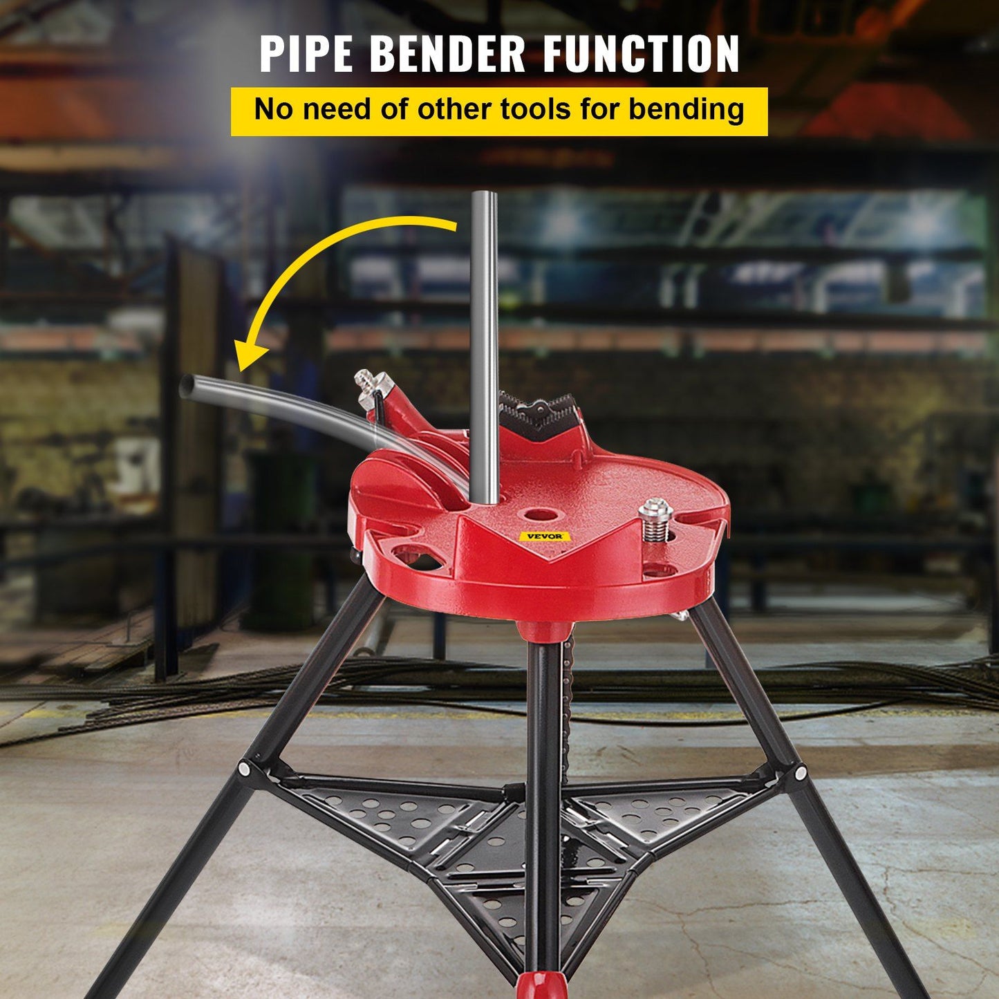 6" Tripod Pipe Chain Vise Stand w/ Steel Legs & Rubber Mounts bib