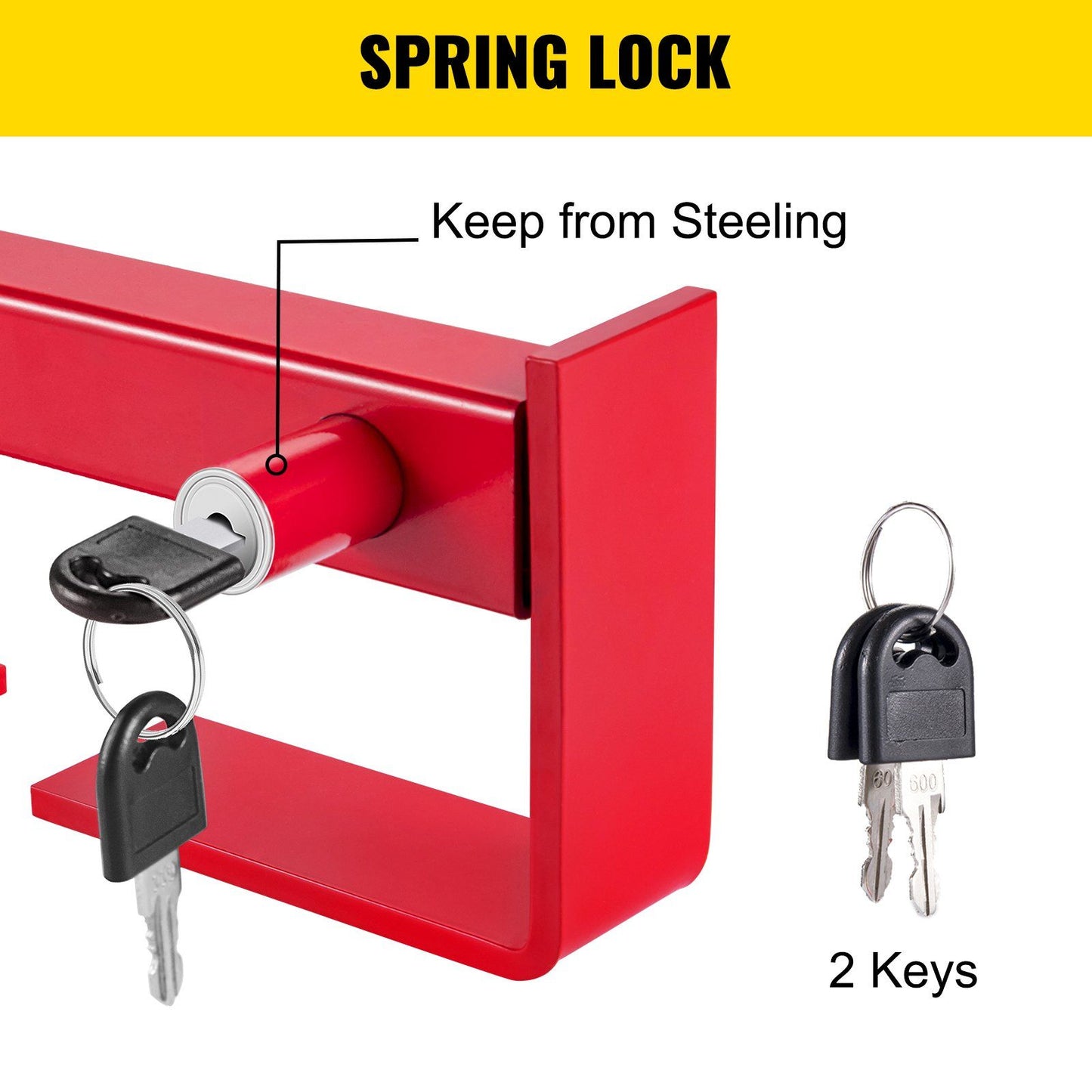 VEVOR Cargo Container Lock 9.84"-17.32" Locking Distance,Semi Truck Door Locks with 2 Keys, Shipping Container Accessories Red Powder-Coated with Spring Lock (Small Size)
