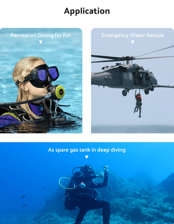 1L single-vial respirator diving equipment. Respiratory 15-20Minutes snorkel mask snorkeling tube protective back bag, diving gas cylinder, scuba diving, adult men and women