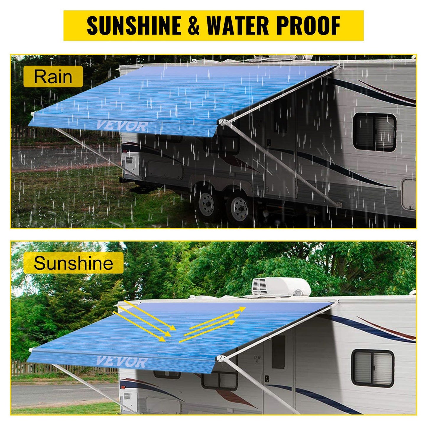 VEVOR RV Awning 19' Camper Awning Fabric, Trailer Awning Canopy Patio Camping Car Awning, Durable 15oz Vinyl Roller Tube for RV, Van, SUV, Patio Awning Replacement Ocean Blue Fade