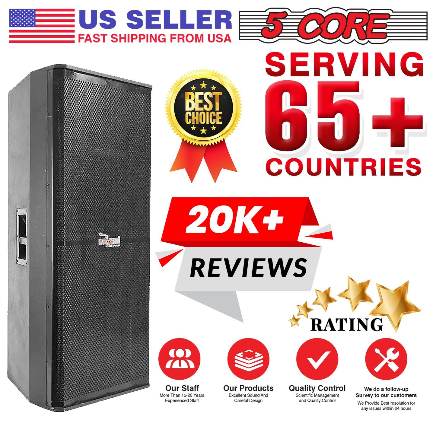 5 Core 15" Dual Outdoor Speaker System Pro Pa Party DJ Subwoofers 4 Pack, 3 Way 4 Ohm 4000W PMPO Stereo Surround Sound Wooden Speaker System with 2.5" Voice Coil - 15x2 400DX 4PCS