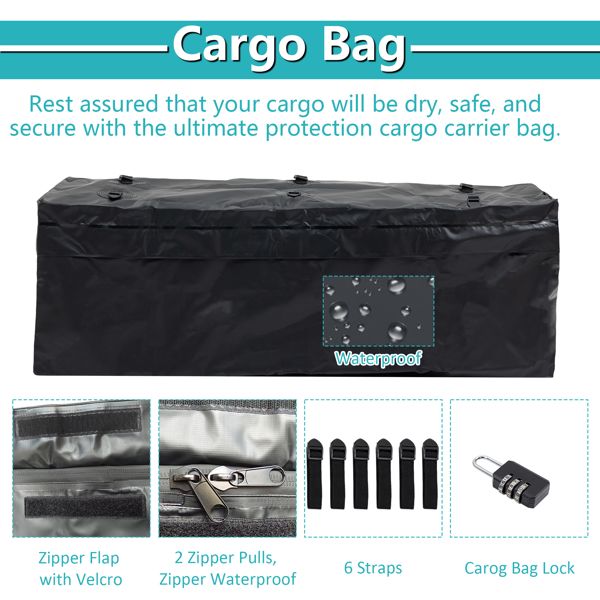 60" x 24" x 6" Hitched Mounted Folding Cargo Basket with Cargo Net, 500lb Capacity for Car SUV Truck Trailer, Black