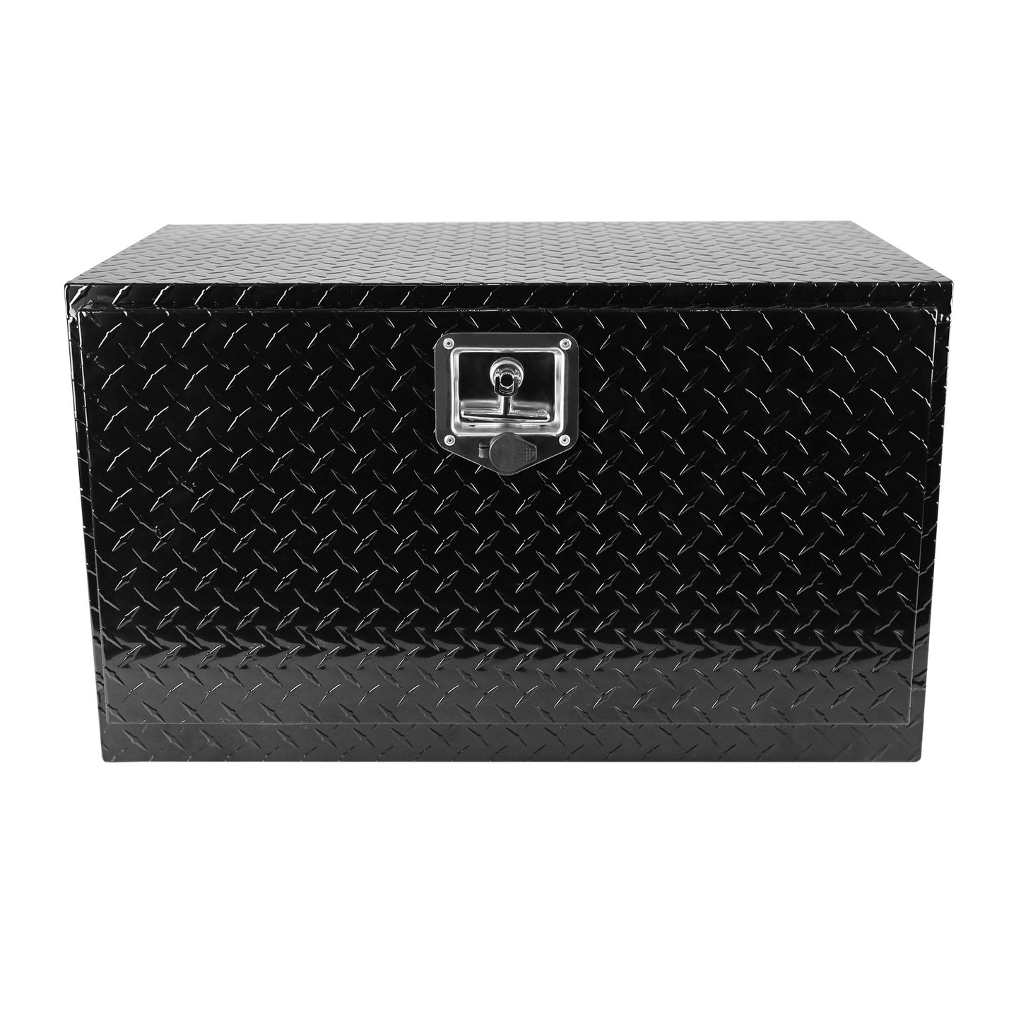 30 Inch Aluminum Stripes Plated Tool Box Pick Up Truck Bed RV Trailer Toolbox Waterproof Square Storage Organizer with Lock and Keys - Black 30"(30.1"×17.1"×17.9")