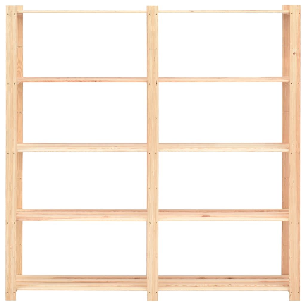 5-Tier Storage Racks 2 pcs 66.9"x15"x66.9" Solid Pinewood 1102.3 lb