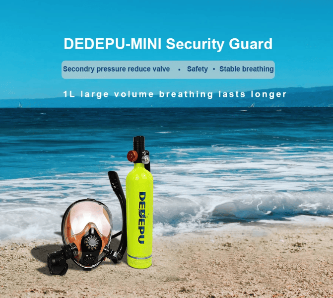 1L single-vial respirator diving equipment. Respiratory 15-20Minutes snorkel mask snorkeling tube protective back bag, diving gas cylinder, scuba diving, adult men and women