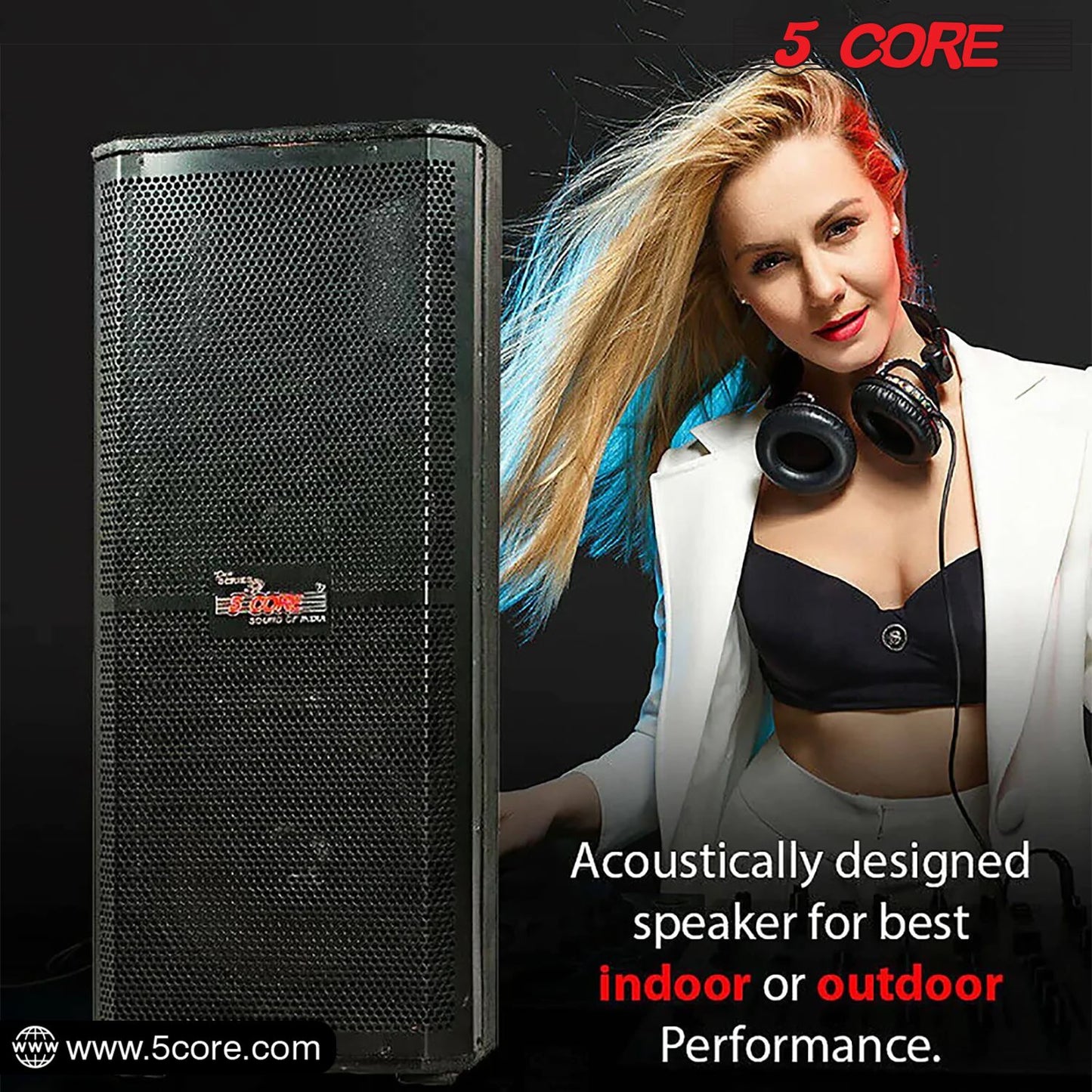 5 Core 15" Dual Outdoor Speaker System Pro Pa Party DJ Subwoofers 4 Pack, 3 Way 4 Ohm 4000W PMPO Stereo Surround Sound Wooden Speaker System with 2.5" Voice Coil - 15x2 400DX 4PCS