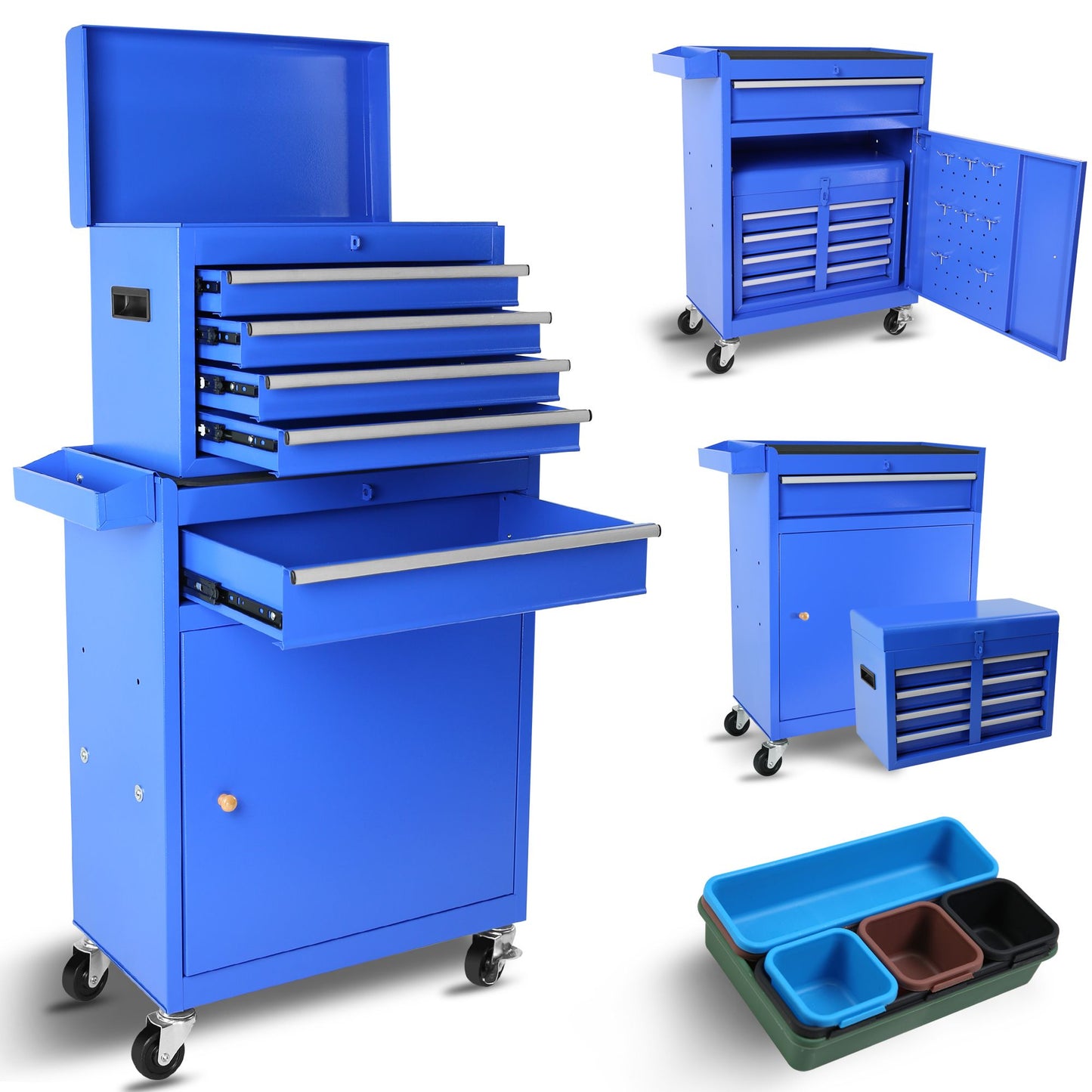 5-Drawer Rolling Tool Chest, High Capacity Tool Storage Cabinet W/Lockable Wheels, Adjustable Shelf & Anti-Slip Liner, Detachable Tool Box Organizer, Rolling Tool Cabinet