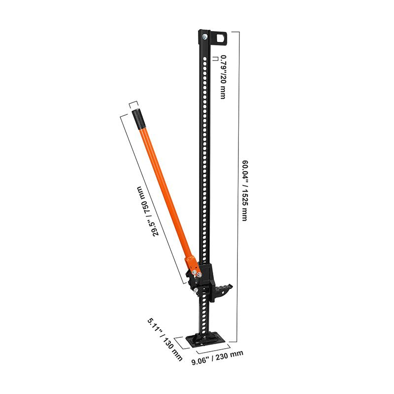 60'High Lift Ratcheting Off Road Utility Farm Jack