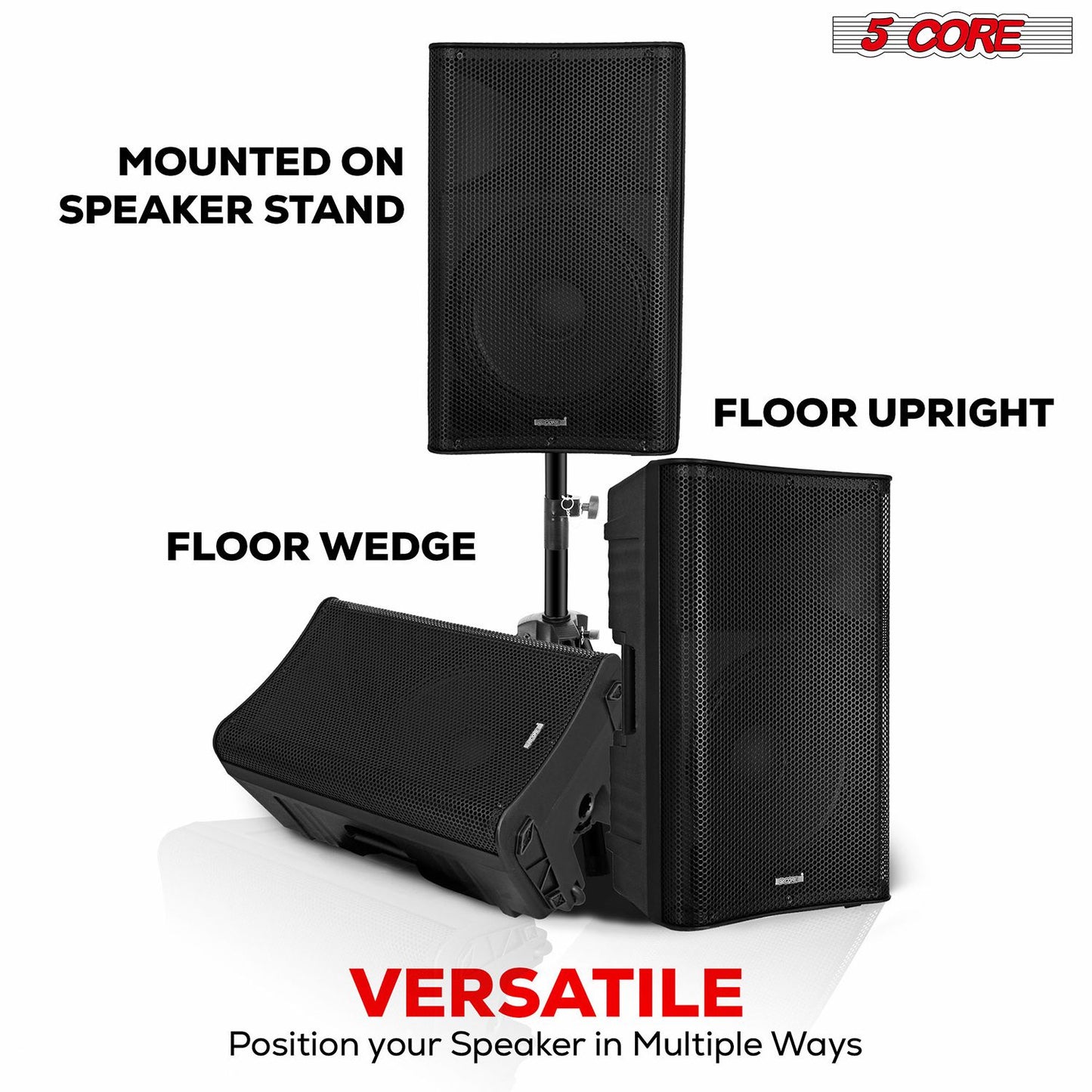5 Core 12 Inch Bluetooth DJ Speakers Powered 500 Watt Professional Portable PA System 2 Way TWS Bluetooth Speaker with 2 UHF Wireless Microphone Indoor Outdoor Sound Set for Party Active DJ 12 2-MIC