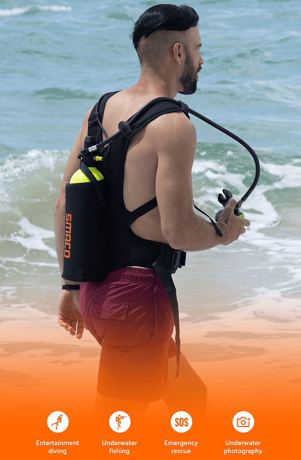 1L single-vial respirator diving equipment. Respiratory 15-20Minutes snorkel mask snorkeling tube protective back bag, diving gas cylinder, scuba diving, adult men and women
