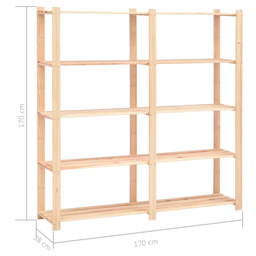 5-Tier Storage Racks 10 pcs 66.9"x15"x66.9" Solid Pinewood 1102.3 lb