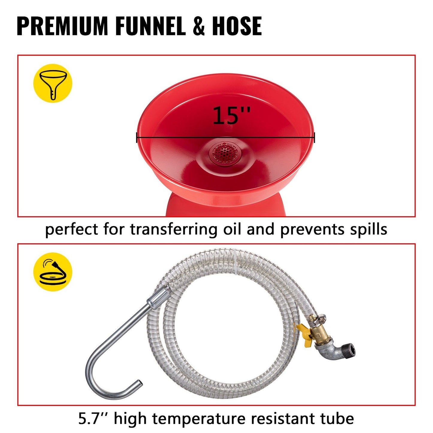 VEVOR Waste Oil Drain Tank 20 Gallon Portable Oil Drain Air Operated Drainer Oil Change, Oil Drain Container, Fluid Fuel Transfer Drainage Adjustable Funnel Height, with Pressure Regulating Valve