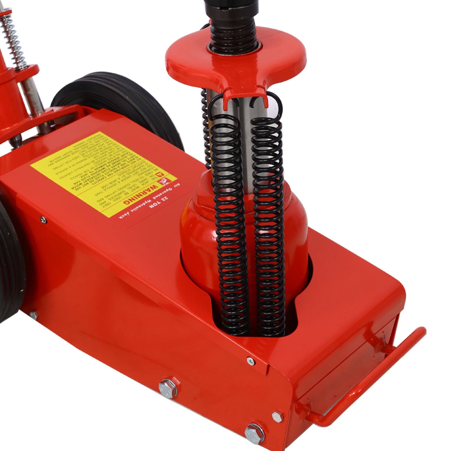 22 Ton Hydraulic Floor Jack Air-Operated Axle Bottle Jack with (4) Extension Saddle Set Built-in Wheels, Red