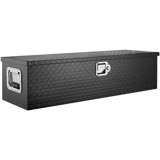 VEVOR Heavy Duty Aluminum Truck Bed Tool Box, Diamond Plate Tool Box with Side Handle and Lock Keys, Storage Tool Box Chest Box Organizer for Pickup, Truck Bed, RV, Trailer, 30"x13"x9.6", Black