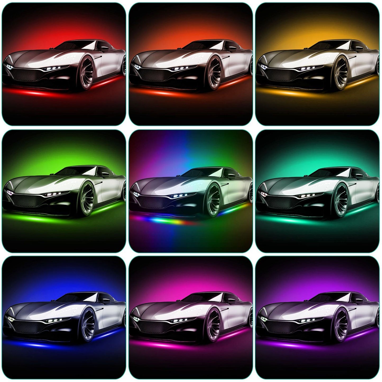 Waterproof RGB Underglow LED Strip Remote App Control Car Underbody Light