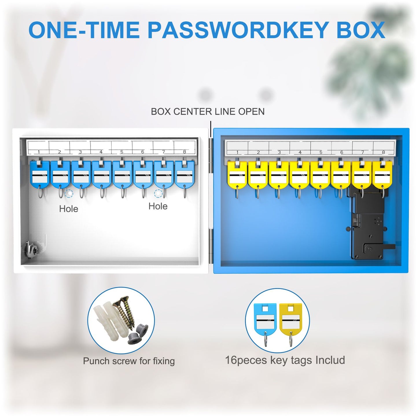 WeHere Key Lock Box (16 Keys) with APP;  Steal Large Key Cabinet Wall Mount; Electronic Locking Key Box use OTP/Bluetooth/Fixed Password Unlock;  APP Remote Authorization Great for School/Realtors