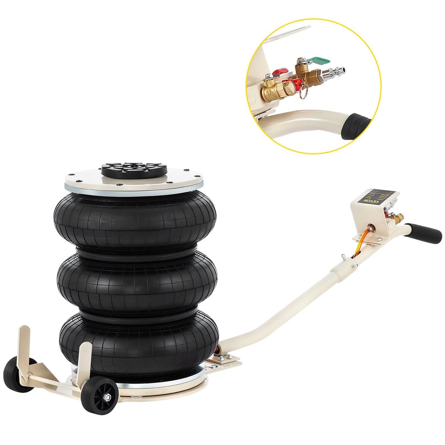 VEVOR Pneumatic Jack, 5 Ton/11023 lbs Triple Bag Air Jack, Lifting Height 6.3-15.75 Inch, Inflatable Car Jack with Long Handle, Lifter Pneumatic Air Jack for Garage Car Lifting Repair