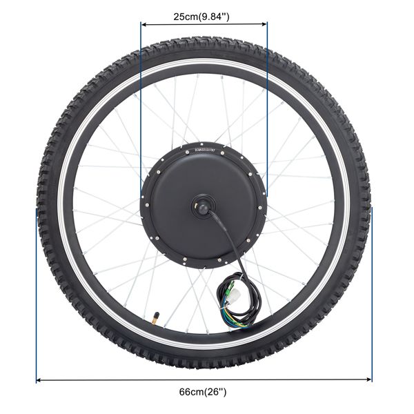 26in 1000W Rear Drive With Tires Bicycle Modification Parts Black