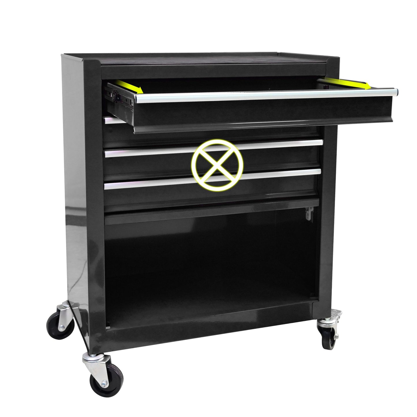 4 DRAWERS MULTIFUNCTIONAL TOOL CART WITH WHEELS-BLACK