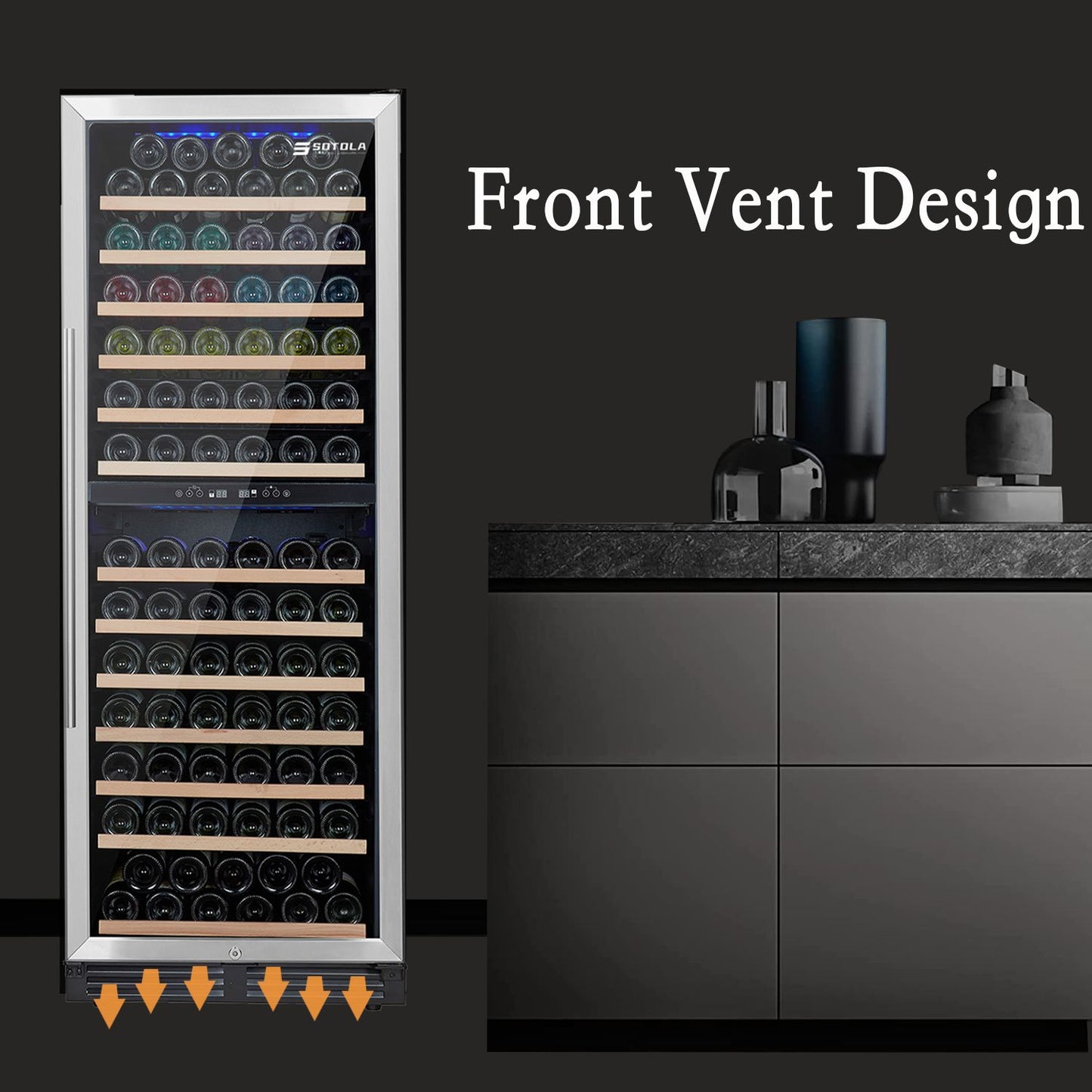 24 inch Wine Cooler Refrigerator, 152 Bottle Large Capacity Fast Cooling Low Noise, Frost Free Wine Fridge with Digital Temperature Control, Freestanding or Built-in