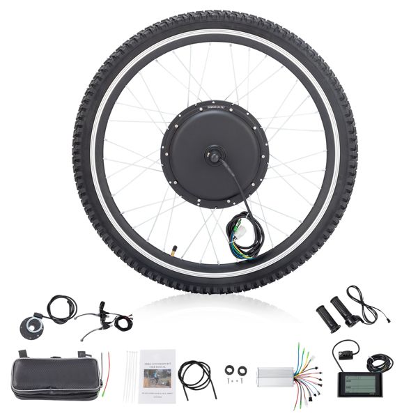 26in 1000W Rear Drive With Tires Bicycle Modification Parts Black