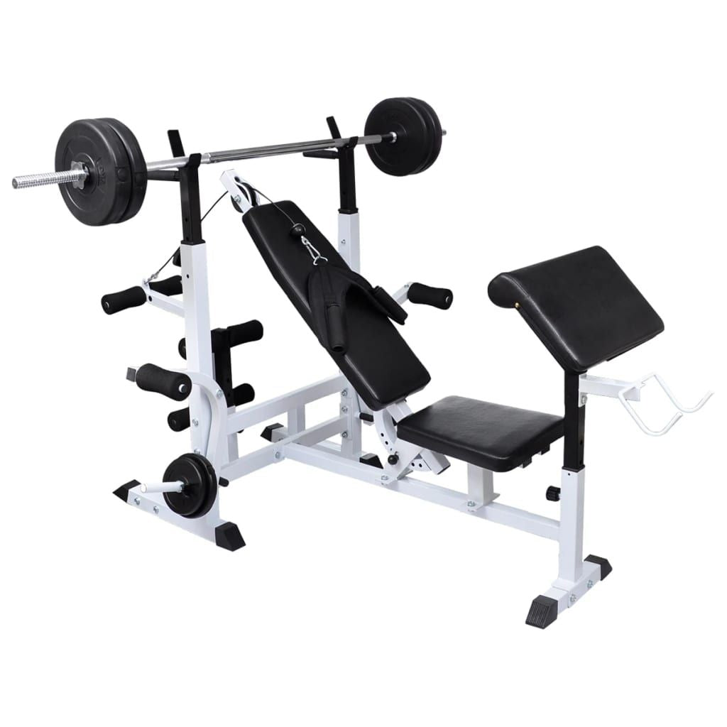 Weight Bench with Weight Rack, Barbell and Dumbbell Set 198.4 lb