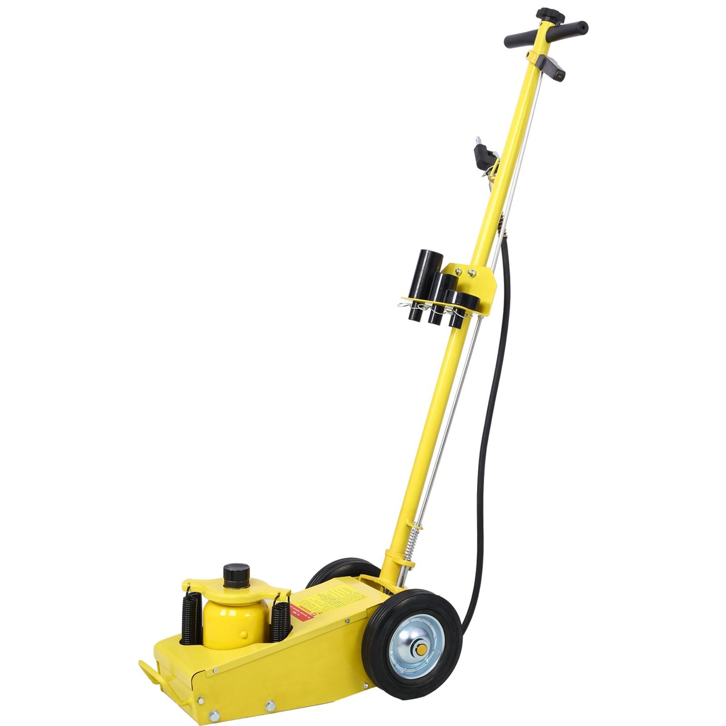 22 Ton Hydraulic Floor Jack Air-Operated Axle Bottle Jack with (4) Extension Saddle Set Built-in Wheels,Yellow