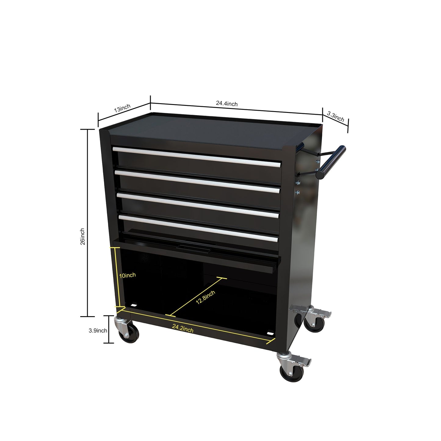 4 Drawers Tool Cabinet with Tool Sets-BLACK