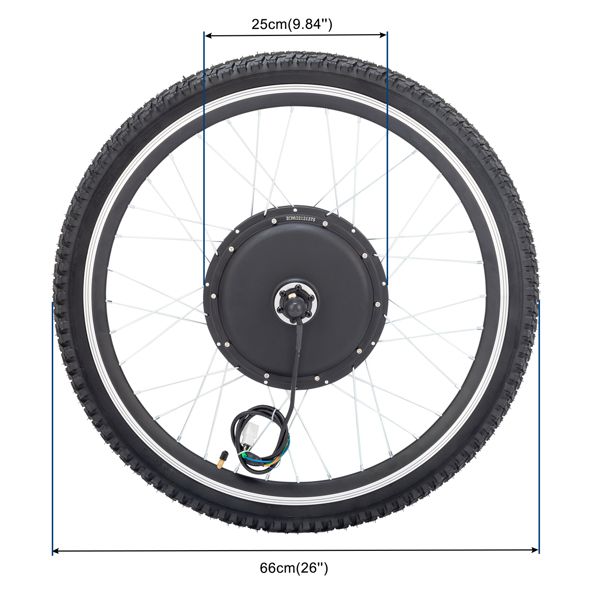 26in 1000W Rear Drive With Tires Bicycle Modification Parts Black