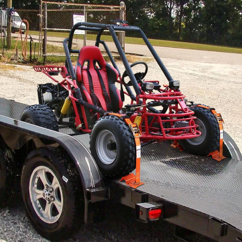 2" x 96" Tie Down Strap Kit for 10"-23" Wheels Heavy Duty Trailer