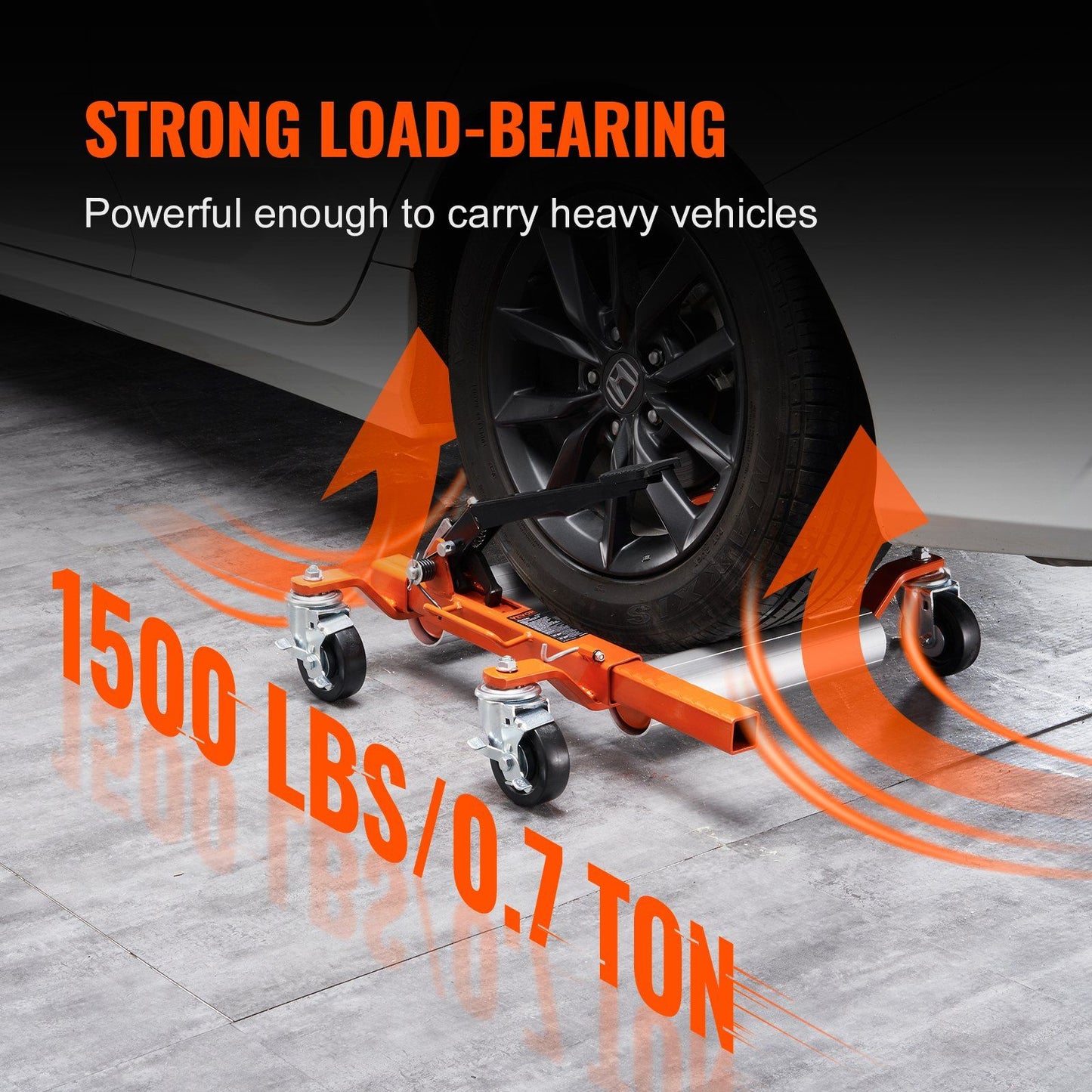 VEVOR Wheel Dolly, 1 Piece Wheel Dolly Car Skate, Heavy Duty Vehicle Positioning with Ratcheting Foot Pedal, Ratchet Type Tire Skate Tire Jack for Car Truck RV Trailer, 1500 LBS