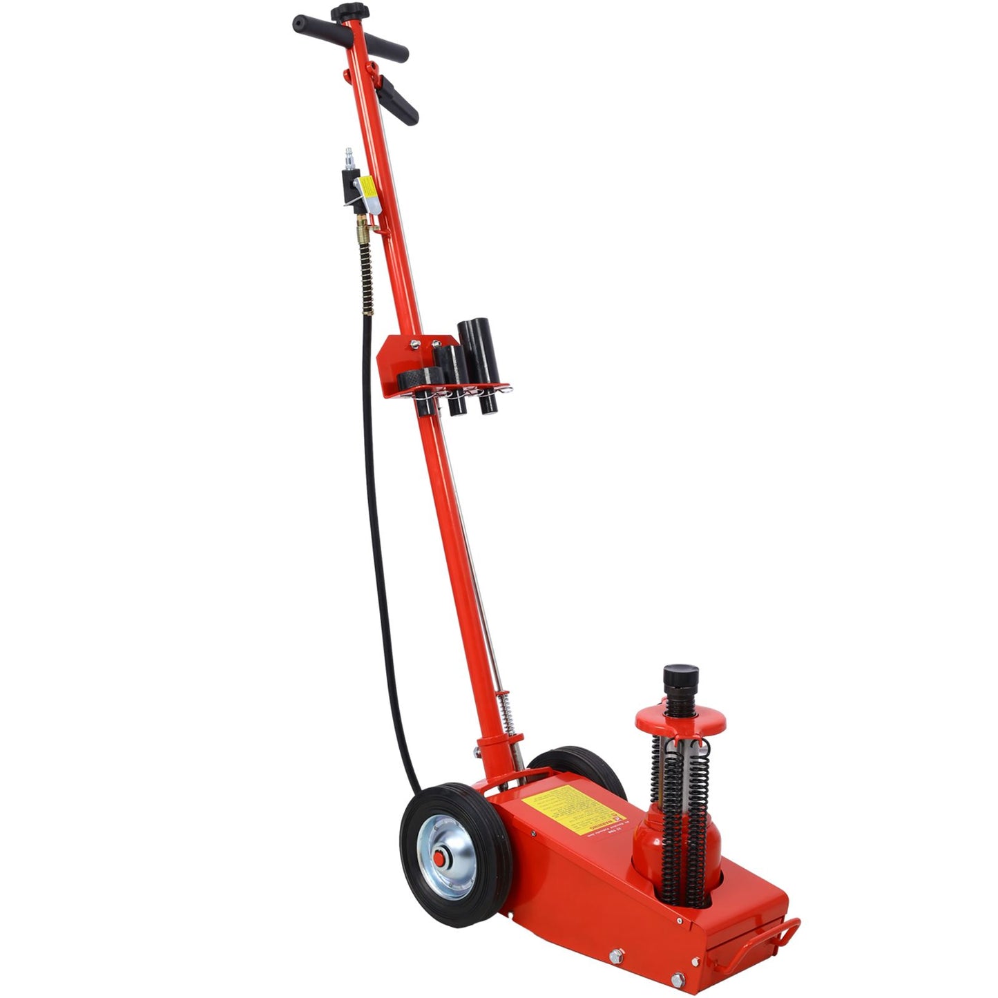 22 Ton Hydraulic Floor Jack Air-Operated Axle Bottle Jack with (4) Extension Saddle Set Built-in Wheels, Red