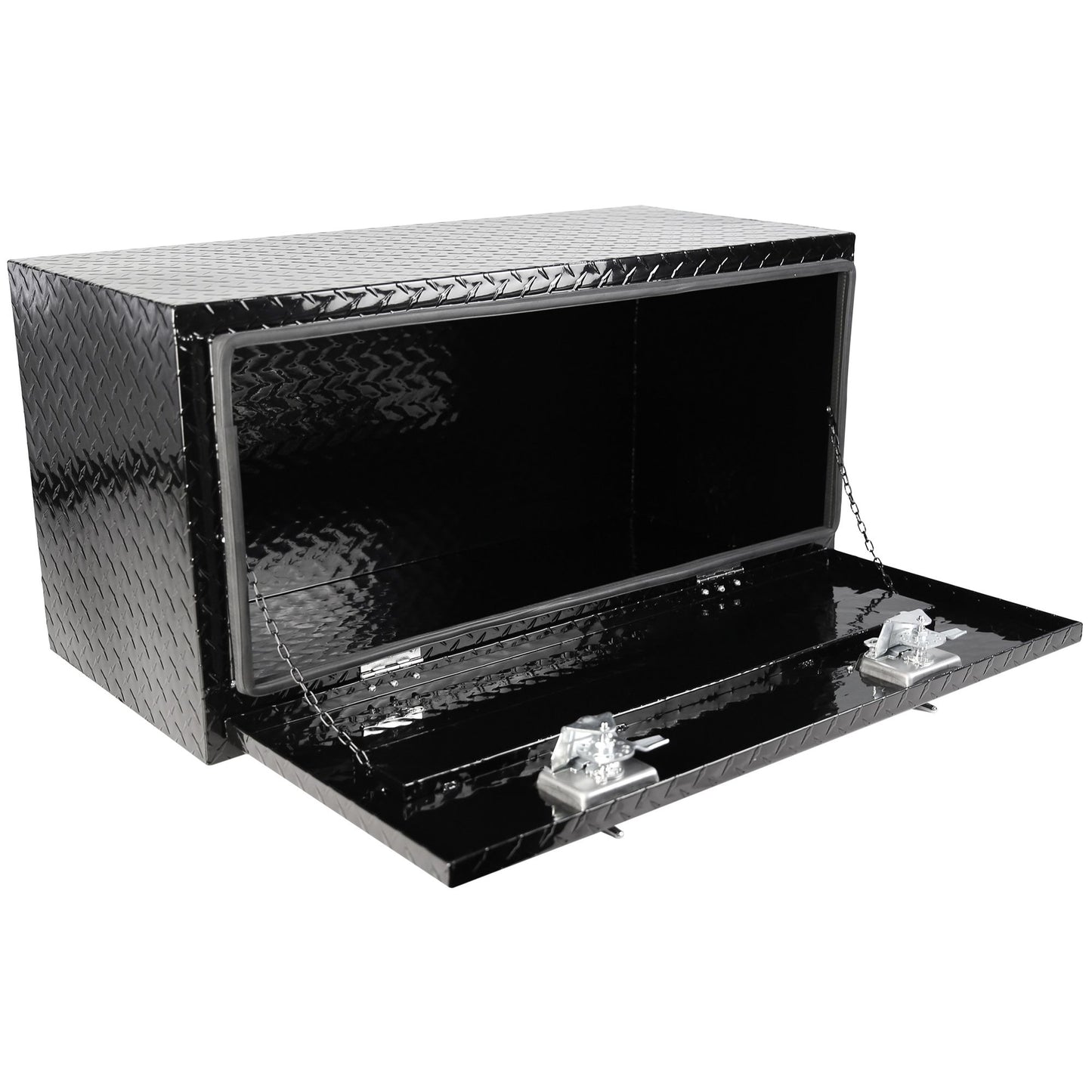 36 inch Heavy Duty Black Aluminum Tread Tool Box Truck Trailer Underbody Storage+Locks With T-Handle Latch Key 36"(36"×17.1"×17.9")