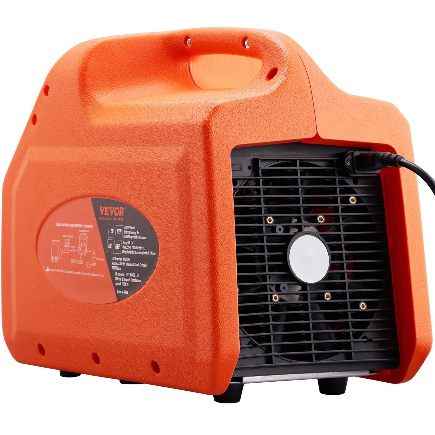 VEVOR Portable 3/4 HP Refrigerant Recovery Machine - AC Recovery Machine with High Pressure Protection 120V 60Hz Recovery Machine HVAC for Vapor Liquid Refrigerant, Car Air Conditioning