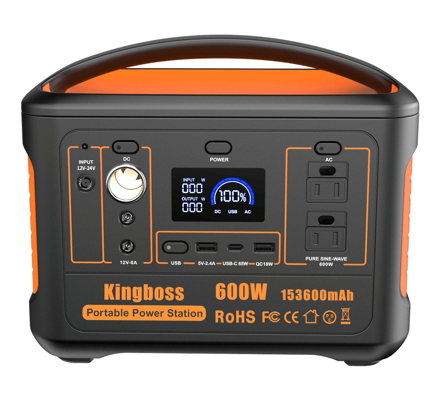 600W Portable Power Station 568Wh 153600mAh Solar Generator Backup Power With AC/DC/ PD 65W Type-c/QC3.0/Wireless Charger /Flashlight;  CPAP Battery Pack Emergency Power Supply Battery Power