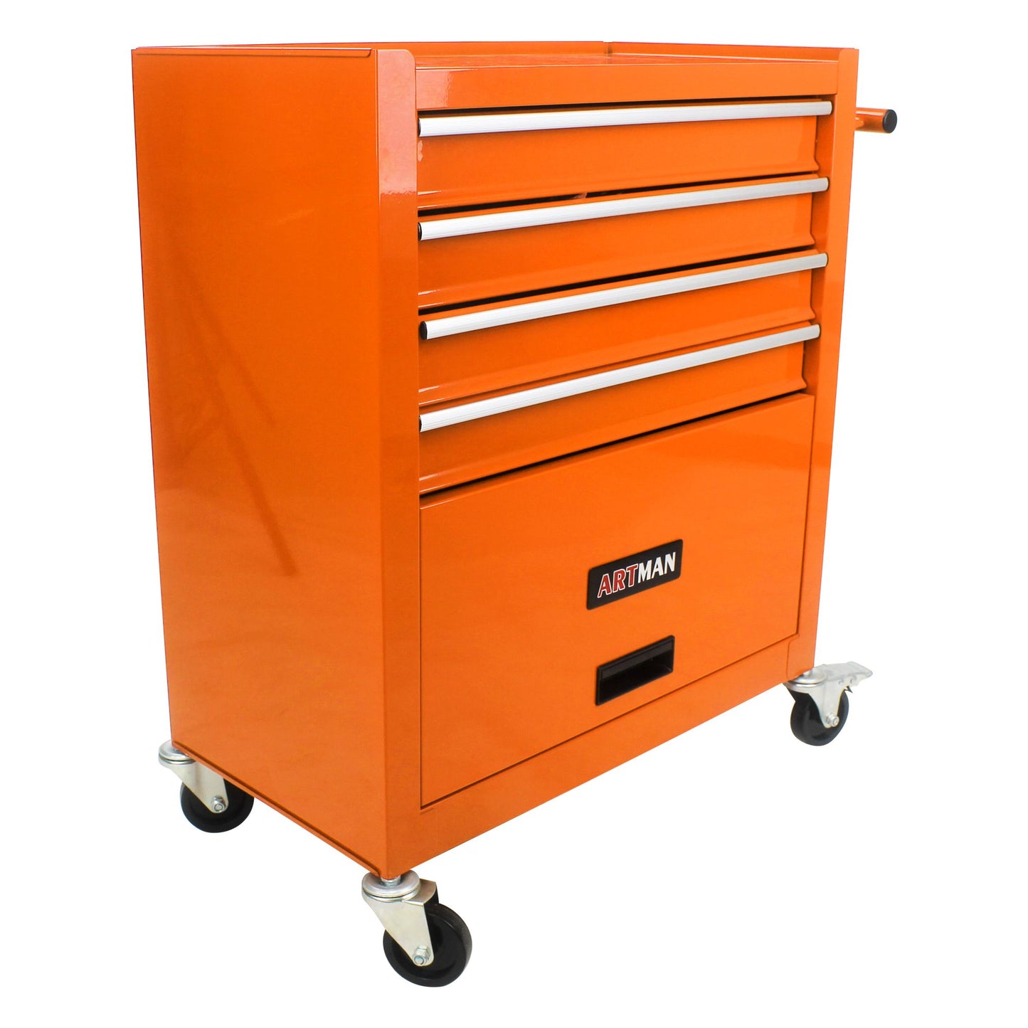 4 DRAWERS MULTIFUNCTIONAL TOOL CART WITH WHEELS-ORANGE