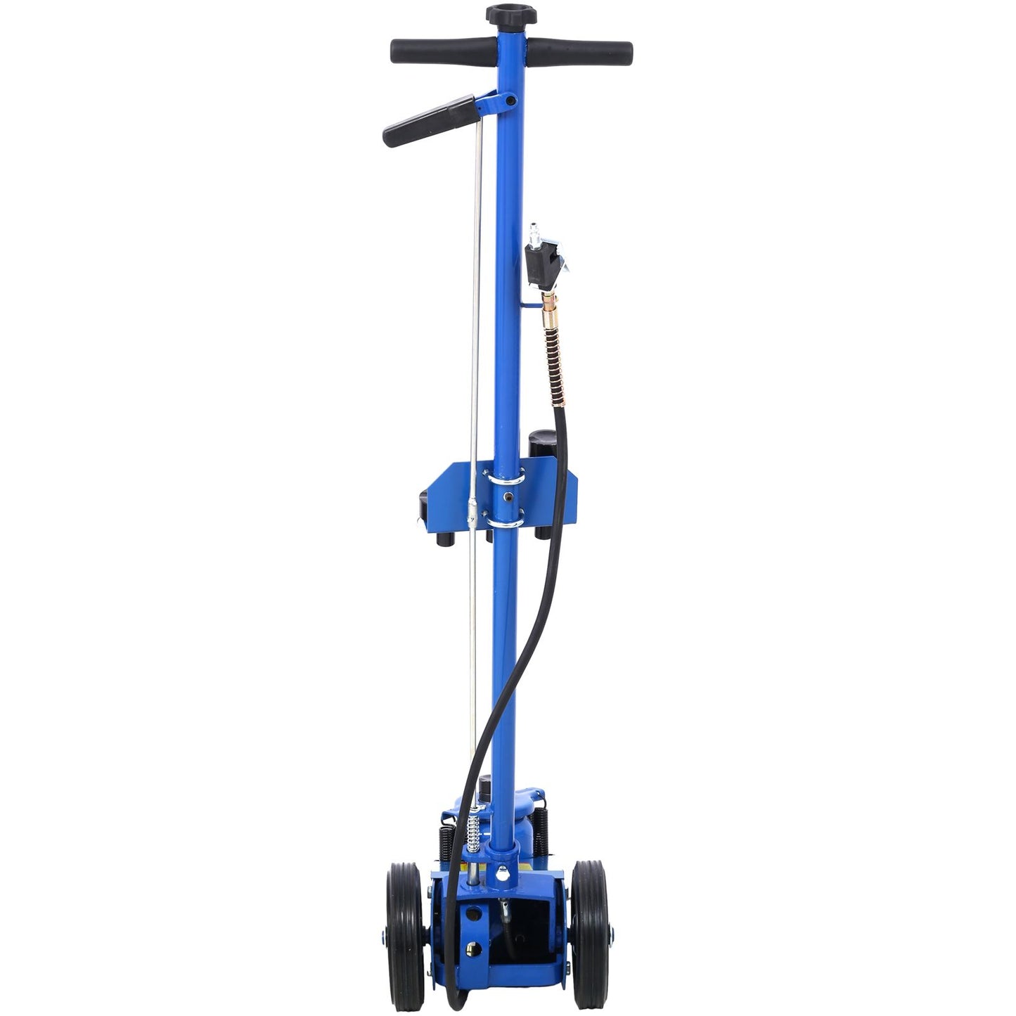 22 Ton Hydraulic Floor Jack Air-Operated Axle Bottle Jack with (4) Extension Saddle Set Built-in Wheels, Blue